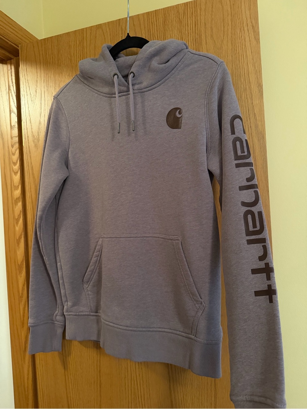 Carhartt Purple Gray Logo Sleeve Hoodie Women’s XS